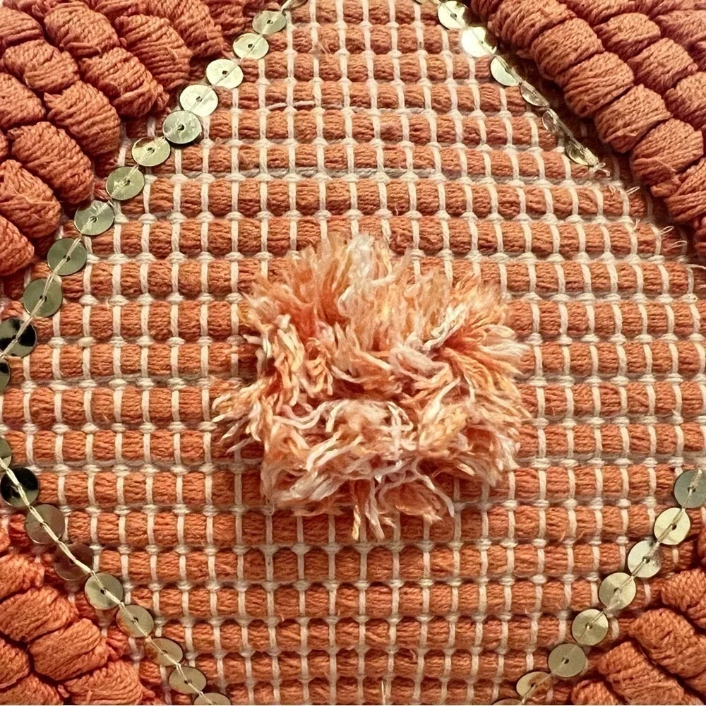 DECORATIVE PILLOW Macramé Orange Salman Tasseled off White 10” x 14” Rectangle - Picture 2 of 6